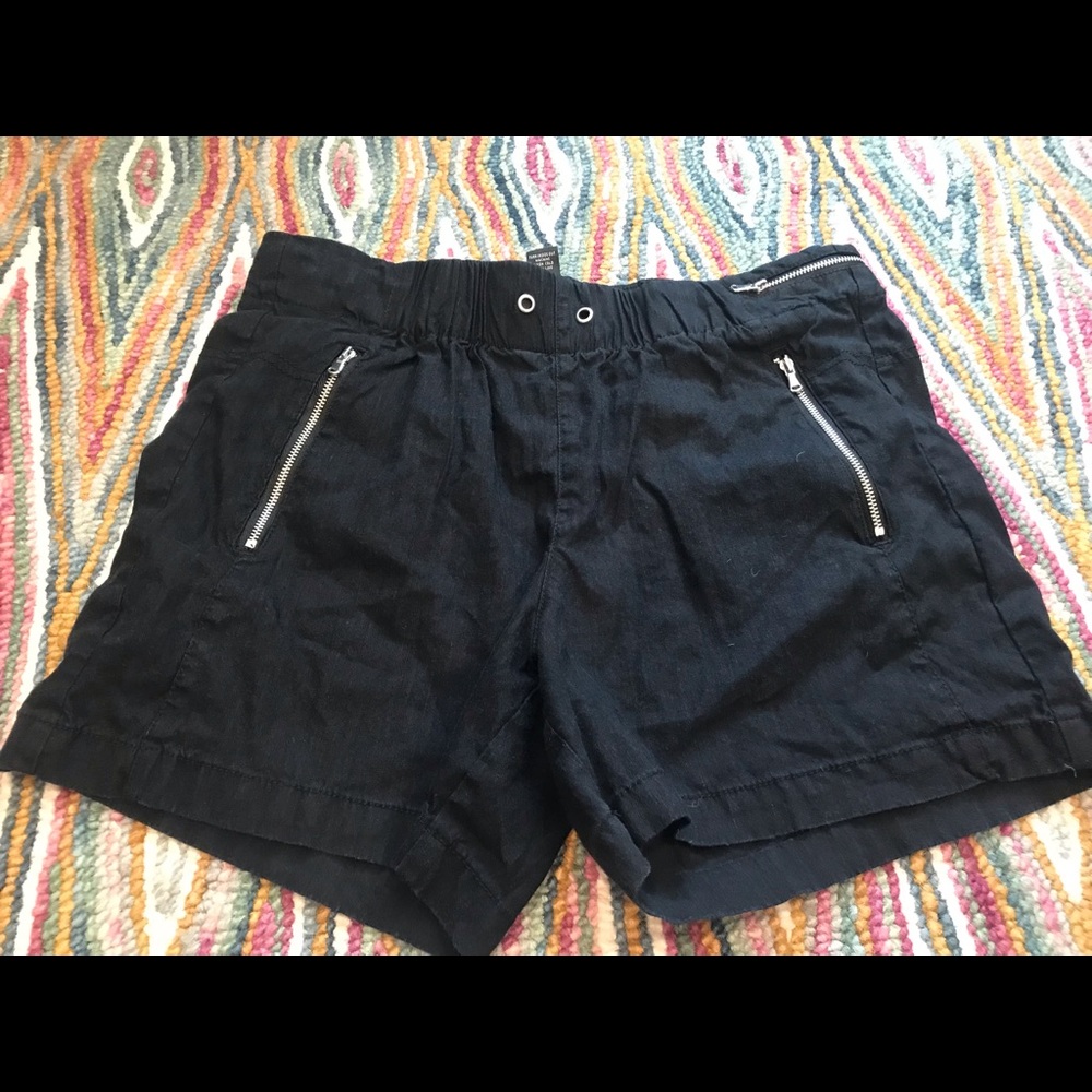 Linen/rayon blend black shorts